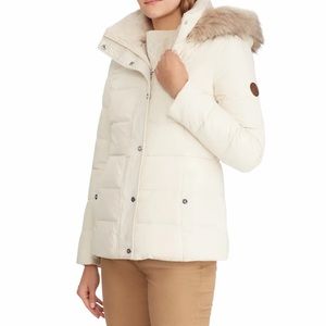 Lauren Ralph Lauren Faux Fur Trim Puffer Jacket L